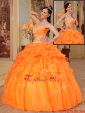 New Arrivals Appliques Sweetheart Quinceanera Dresses in Orange Red QDZY350BFOR