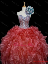 New Style Ball Gown Sweet 16 Dresses with Sequins and Ruffles in Rust RedSWQD006-3FOR
