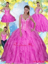 New Style Beading and Ruffles 2015 Fuchsia Sweet Sixteen Dresses SJQDDT23001-2FOR