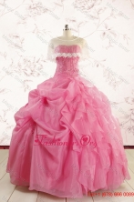 Perfect Rose Pink Quinceanera Gowns with Pick Ups for 2015FNAO612BFOR