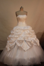 Perfect ball gown strapless floor-length taffeta appliques white quinceanera dresses FA-X-059