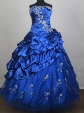 Popular Ball Gown Strapless Floor-length Blue Quinceanera Dress Y042636