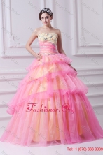 Pretty Ball Gown Strapless Beading and Appliques Hot Pink Quinceanera Dress With Zipper Up FVQD022FOR