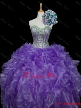 Pretty Sweetheart Purple Quinceanera Dresses with Sequins and Ruffles for 2015SWQD006FOR