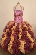 Romantic ball gown halter top floor-length quinceanera dresses Style X042471