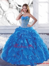 Sophisticated Sweetheart Teal Sweet 16 Dresses with Appliques and Ruffles QDDTB21002FOR