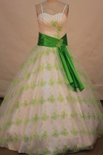 Special ballgown straps sweetheart-neck floor-length sash with green quinceanera dresses FA-X-036