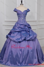 Summer Lavender Off The Shoulder Beading and Flowers Quinceanera DressFFQD0102FOR