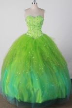 Sweet Ball Gown Sweetheart Neck Floor-length Green Quincenera Dresses TD260036