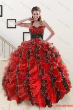 Unique Beaded Sweetheart Organza Quinceanera Dress in Multi-colorXFNAOA32FOR