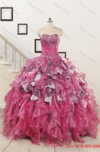 Winter Exclusive Beading Hot Pink Sweet 15 Dress with Leopard FNAO128FOR